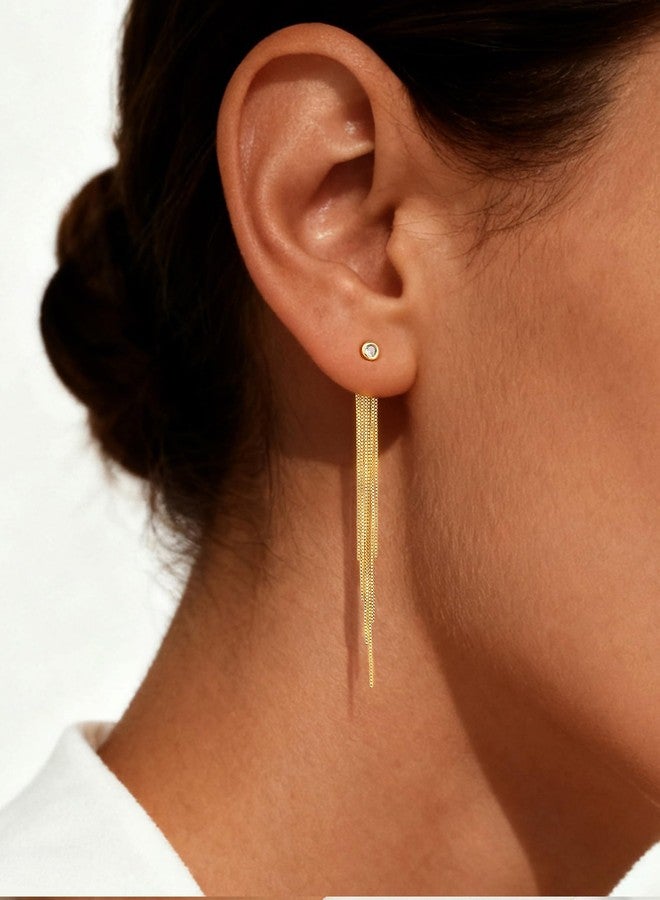 Carffordo Dangle Earrings for Women - Dainty 14K Gold Plated Long Tassel Earrings Trendy Wedding Drop Earring Hypoallergenic Prom jewelry - Image 2